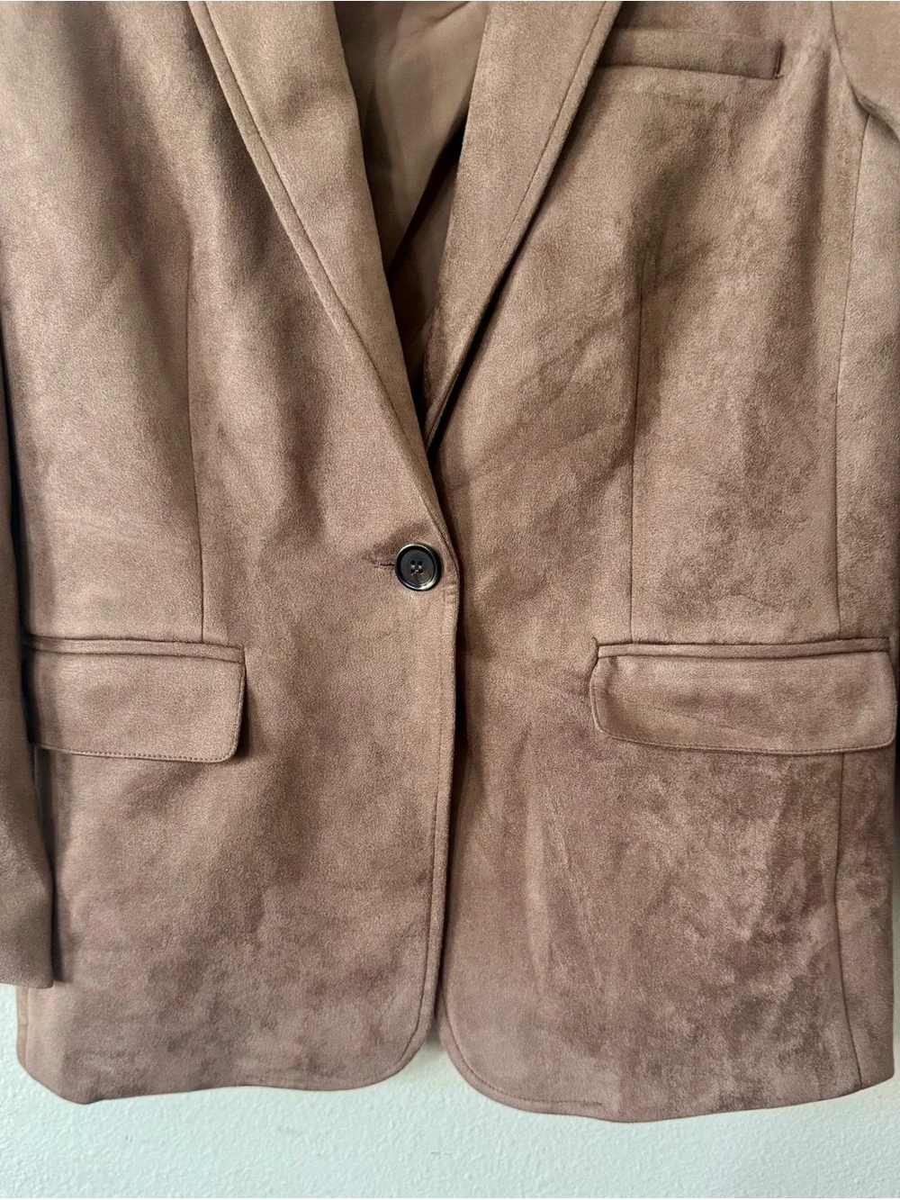 Tahari Brown Faux Suede Single Button Blazer Jacket Size S
